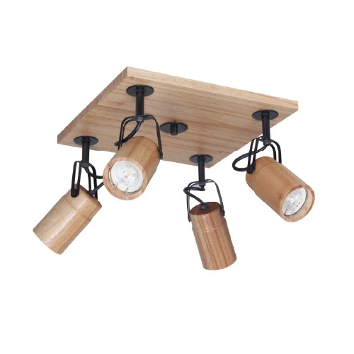 Aplique de techo 4xGU10 de madera paraíso 30x30cm